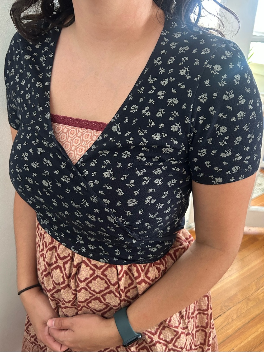 Brandy Melville Cropped Floral Wrap Top